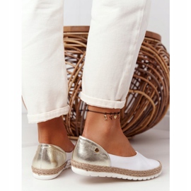 Läder Maciejka 05056-11 ballerina i vitt och guld gyllene 1