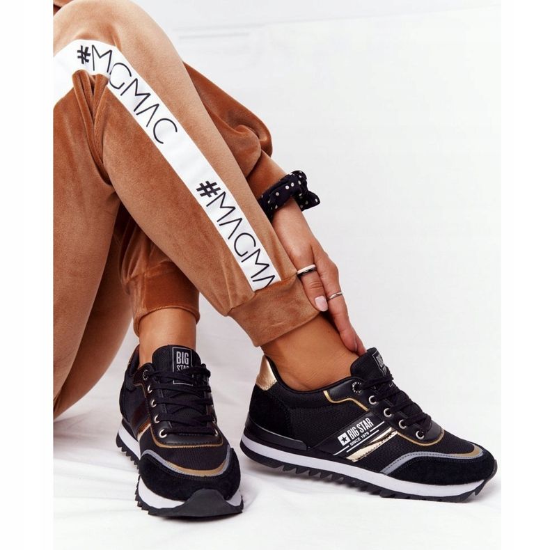 Kvinnors sportskor Memory Foam Big Star HH274272 Svart gyllene 2