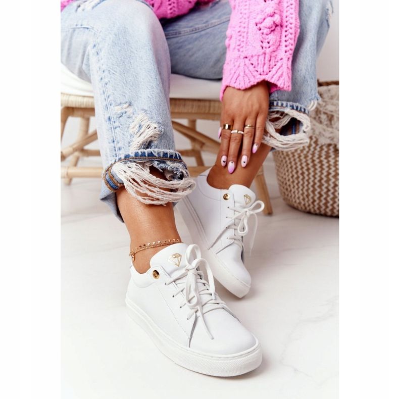 Kvinnors lädersneakers Vit Nicole 2640 2