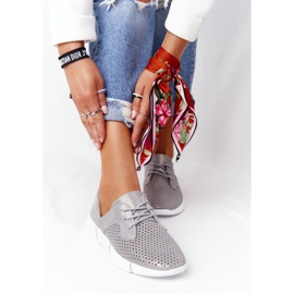 EVE Kvinnors läder sportskor grå dagstur silver- 2