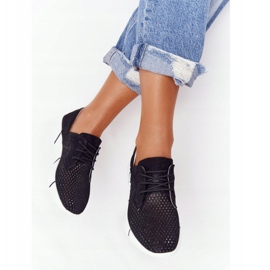 EVE Kvinnors svarta läder sportskor dagstur 2