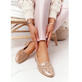Openwork loafers Sergio Leone BL627 Guld beige gyllene 1