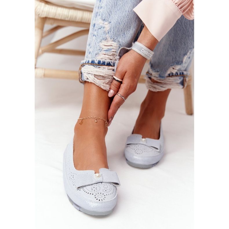 Rio Flore läder miljövänliga blå ballerinor 1