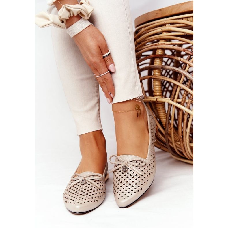 Openwork Loafers On Gold Heels Vinceza 21-10602 Golden beige gyllene 2