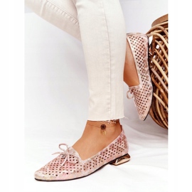 Openwork Loafers On Gold Heels Vinceza 21-10602 Flerfärgad beige rosa gyllene 1
