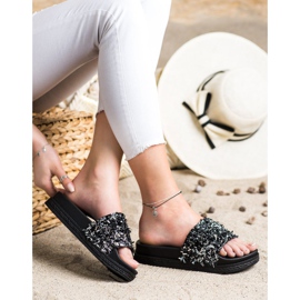 Seastar Mode kristall tofflor svart 1