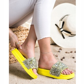 Seastar Mode tofflor i kristall silver- gul 1