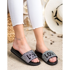 SHELOVET Älskar plattformstofflor svart silver- 1