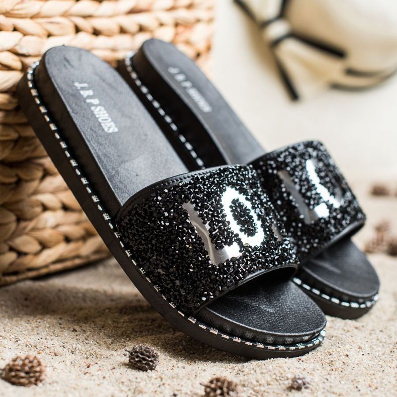 SHELOVET Älskar plattformstofflor svart 2