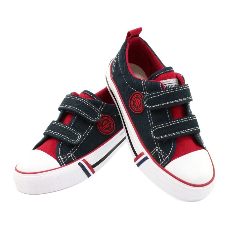 American Children's American Club LH62 Marinblå sneakers röd 3