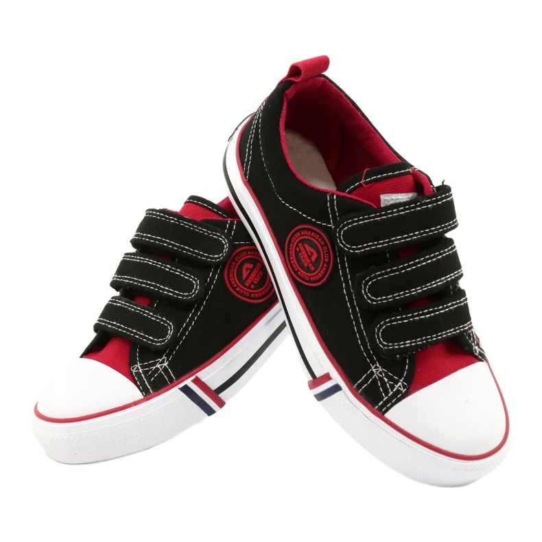 American Children's Sneakers With Velcro American Club LH61 Svart-Röd 3