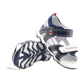 Lädersandaler för kardborrband 81824 Navy/Red Bartek blå 3