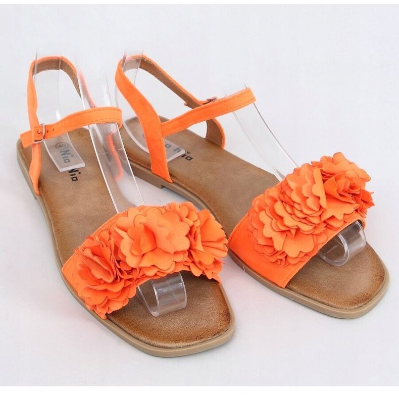 Damsandaler med blommor orange PA-370 Orange 1