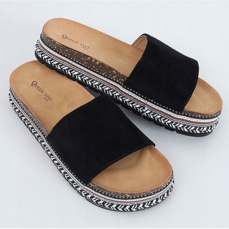 Svarta kork tofflor 218-211 Svart 1