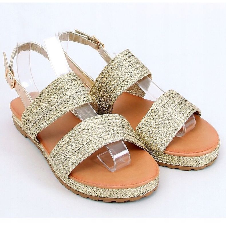 Guld WL1593 Guldflätade sandaler gyllene 1