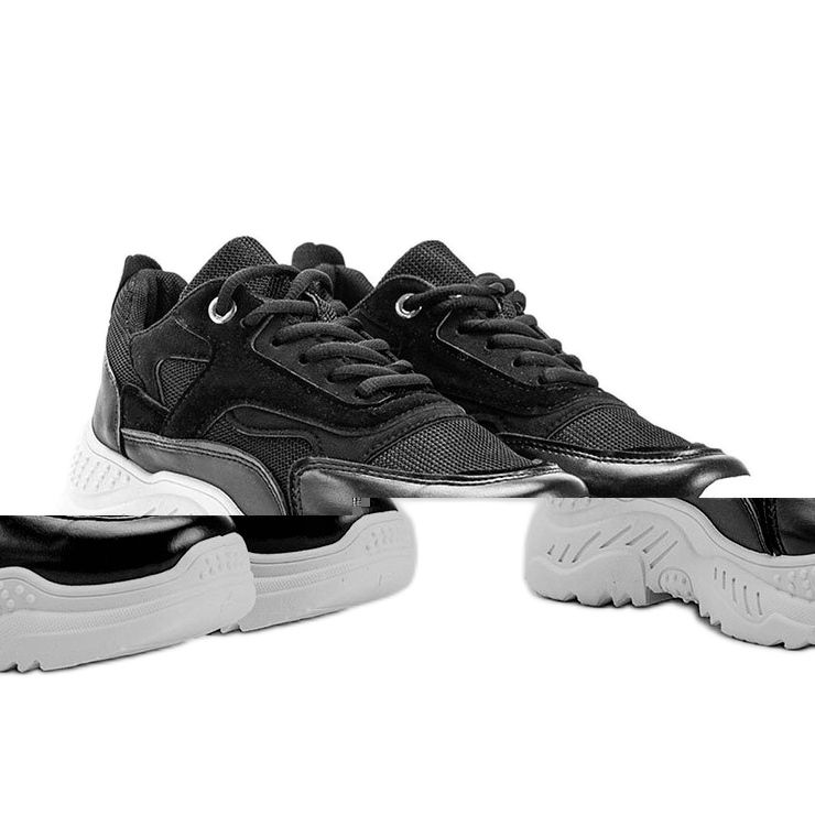 Svarta sneakers med en tjock Kail -sula 1