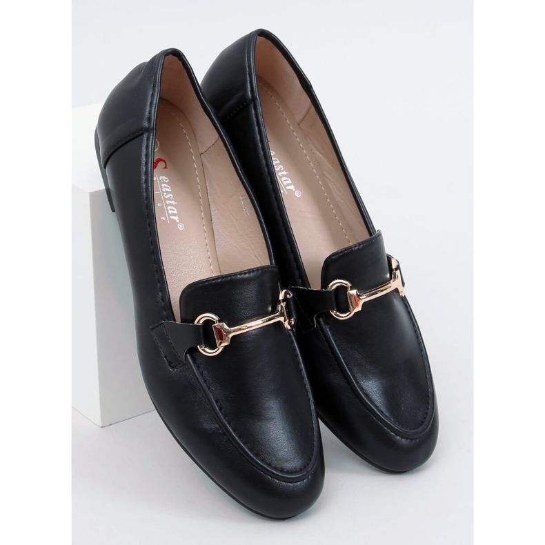 Svart Kvinnors svarta loafers T392 Svart 1