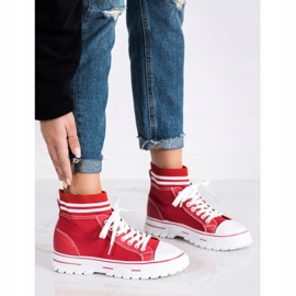 SHELOVET Snygga slip-on sneakers vit röd 1