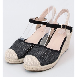 Svart Espadrilles på kilklack DZ8006 Svart beige 1