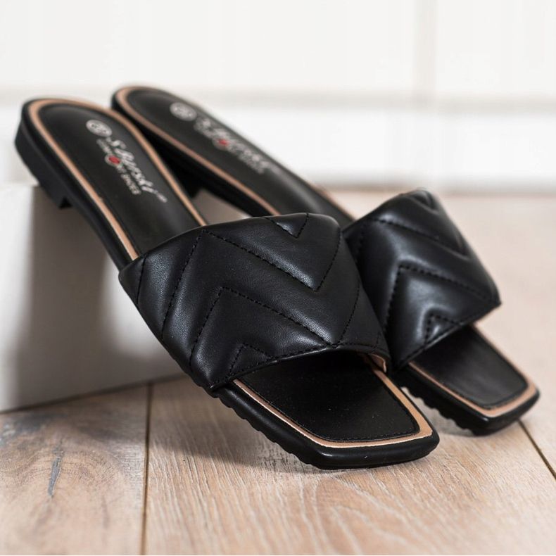 S. BARSKI Quiltade S.BARSKI tofflor svart 1