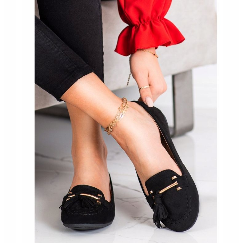 Kayla Trendiga loafers svart gyllene 1