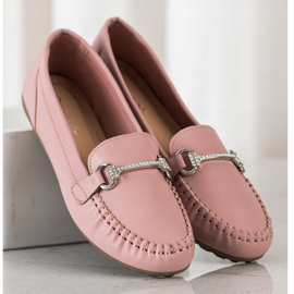 Queentina Eleganta Loafers med Cubic Zirconia rosa 1