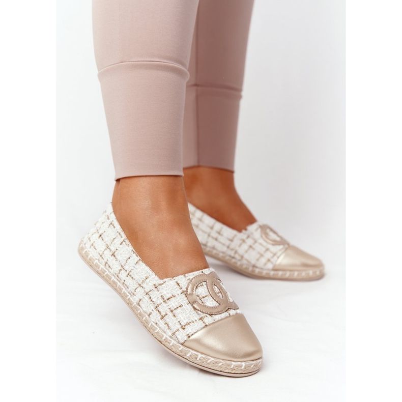 EVE Eleganta kvinnors guld Espadrilles Be My Love beige 2