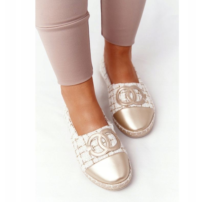 EVE Eleganta kvinnors guld Espadrilles Be My Love beige 1