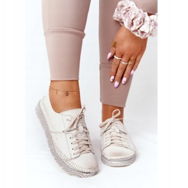 Kvinnors läderskor Maciejka 05054-25 Golden gyllene 2