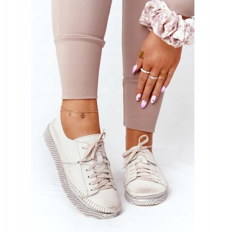 Kvinnors läderskor Maciejka 05054-25 Golden gyllene 2