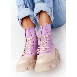 Suede Booties Workery Lewski Shoes 3007-0 Violet beige purpur 1