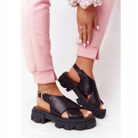 Lewski Shoes Lädersandaler på plattformen Lewski-skor 3018-0 svart 1