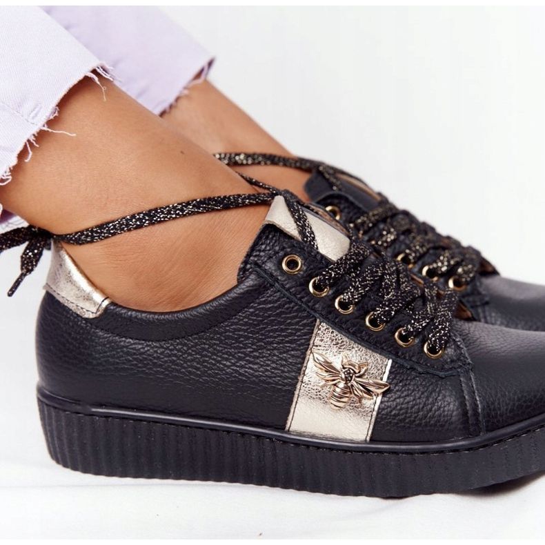 Lewski Shoes Lewski-skor för kvinnor i läder 2786-0 svart-guld gyllene 1