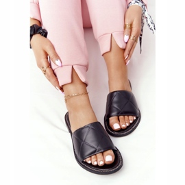 Läder tofflor med quiltning Nicole 2650 svart 1