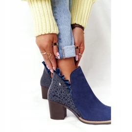 Kvinnors läderskor på en högklackad Maciejka Marinblå 04833-17 1