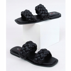 Svarta JH200 Svarta tofflor med flätade ränder 1