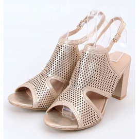 Guldhögklackade sandaler F1877 Guld gyllene 1