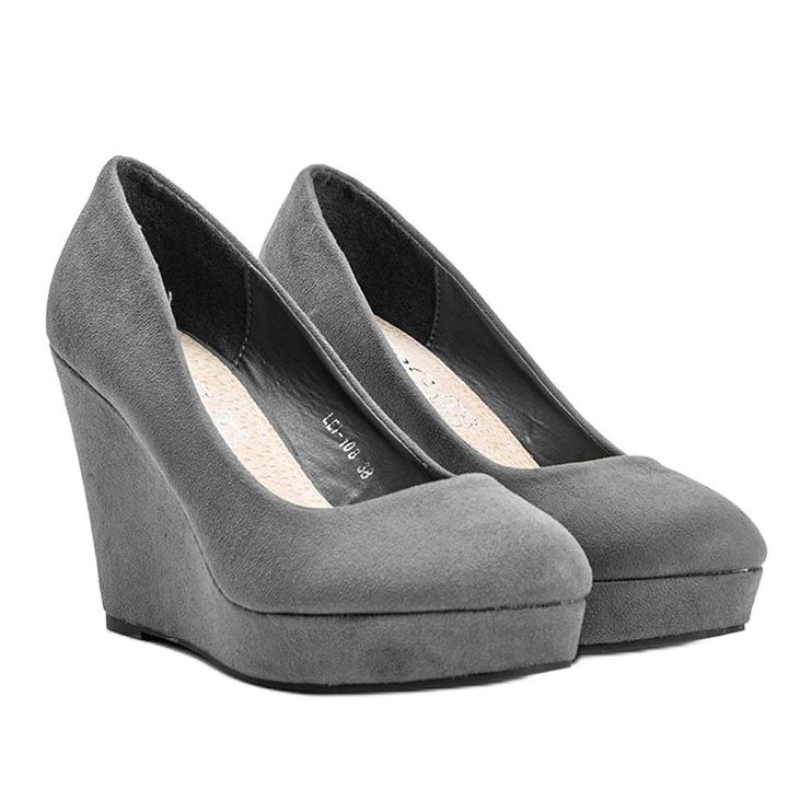 BM Grå ekopulverpumpar på kilen Karilla 1