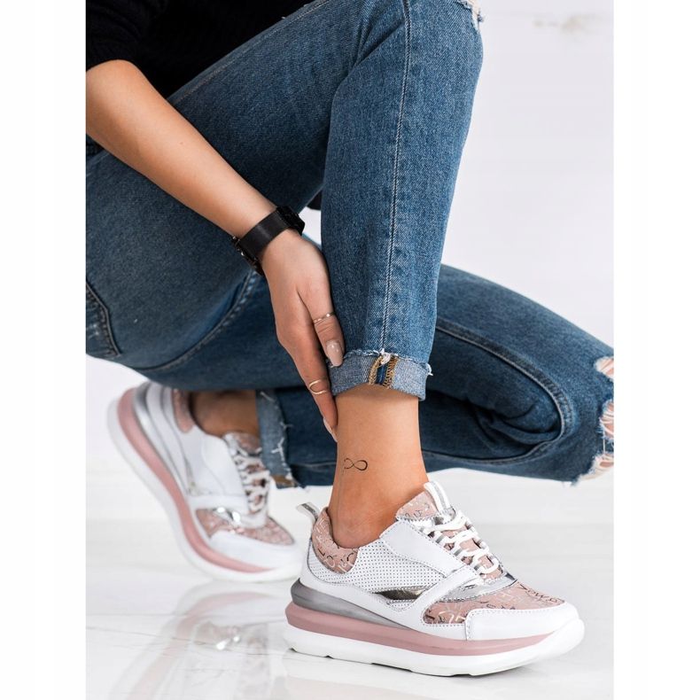 ARTIKER Vita och rosa skinnskor 2