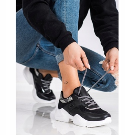 SHELOVET Svart Snake Print Sneakers 2