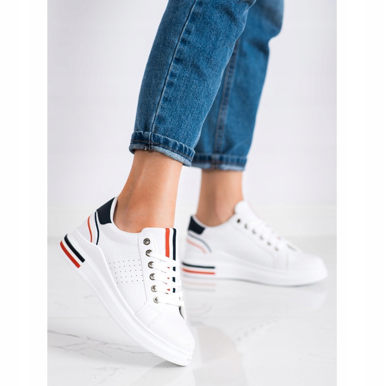 SHELOVET Eco Leather Sneakers vit röd marinblå 1