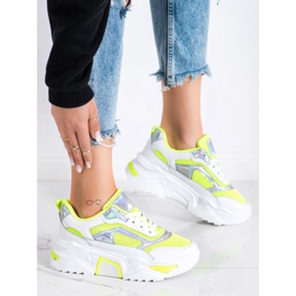 SHELOVET Sneakers på plattformen med mesh vit mångfärgad grön 2