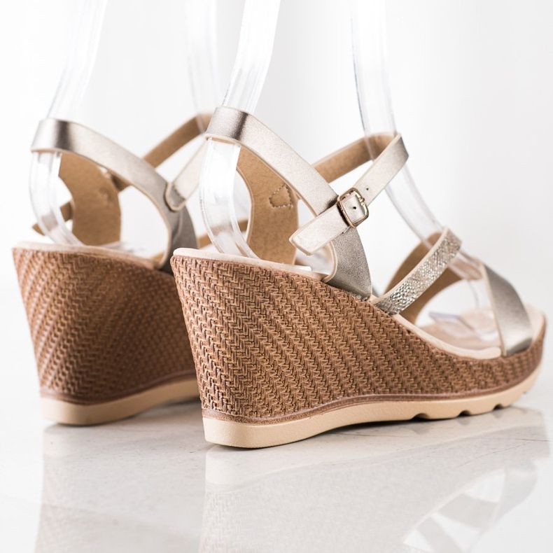 Sabatina Silver sandaler på kilen beige 1