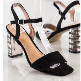 S. BARSKI Klassiska sandaler med dekorativ klack S.BARSKI svart silver- 2