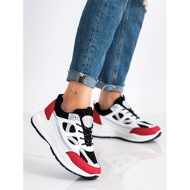SHELOVET Snygga sneakers vit svart röd silver- 2