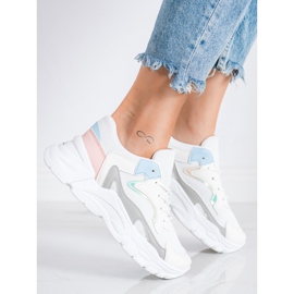 SHELOVET Snygga sneakers på plattformen vit blå rosa grå 1