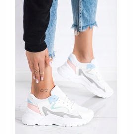 SHELOVET Snygga sneakers på plattformen vit blå rosa grå 2