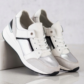 Goodin Vit och silver läder sneakers svart silver- grå 2