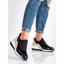 Goodin Wedge Sneakers i läder svart gyllene 2