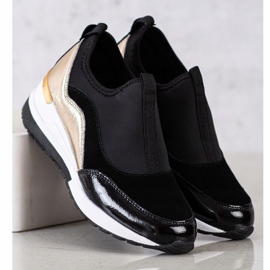 Goodin Wedge Sneakers i läder svart gyllene 1